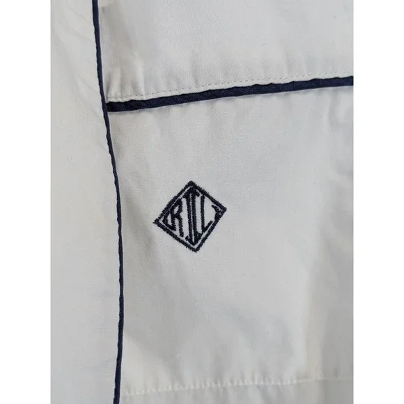 SINGLE STITCH🌿Ralph Lauren Robe Unisex M/L Belted Cotton Piping Bath LoungeLogo - Picture 3 of 13